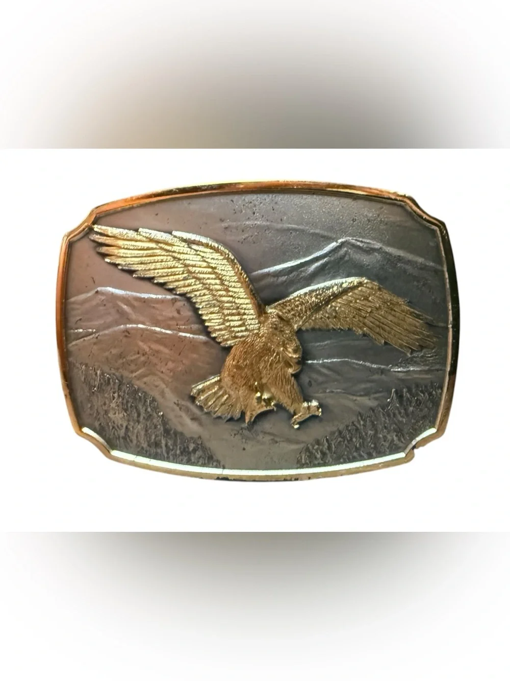 VTG 1981 The Historic Providence Mint Bald Eagle Sterling Silver Belt Buckle USA
